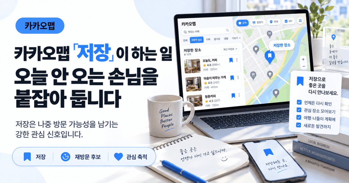 카카오맵 «저장»이 하는 일 — 오늘 안 오는 손님을 붙잡아 둡니다