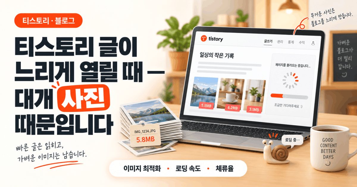 티스토리 글이 느리게 열릴 때 — 대개 사진 때문입니다