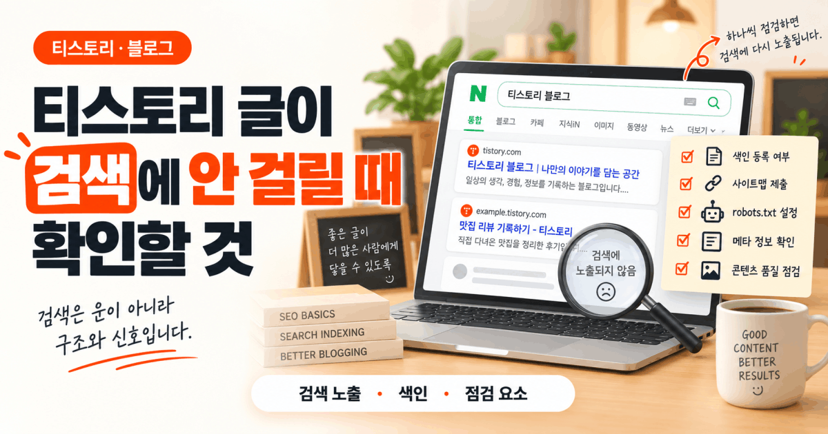 티스토리 글이 검색에 안 걸릴 때 확인할 것