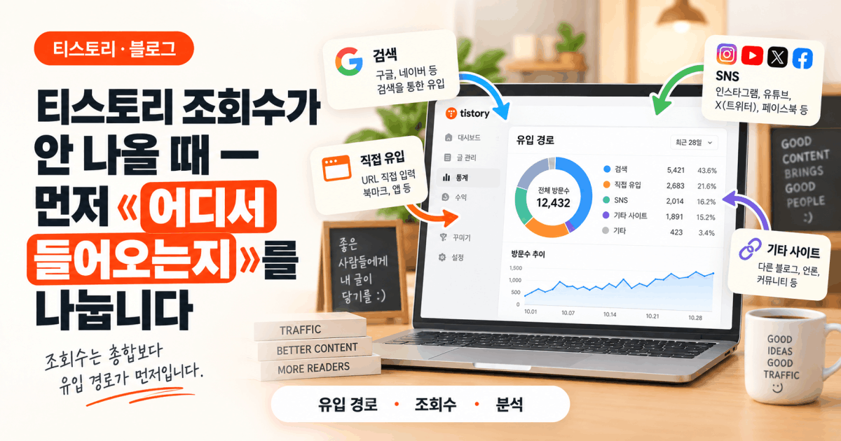 티스토리 조회수가 안 나올 때 — 먼저 «어디서 들어오는지»를 나눕니다