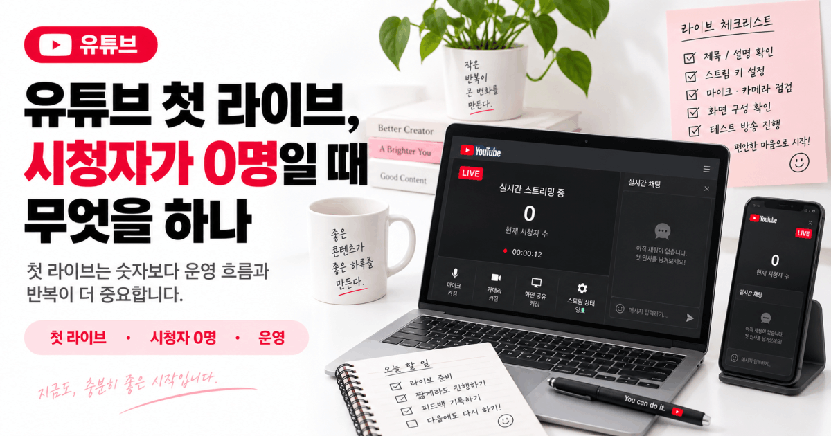 유튜브 첫 라이브, 시청자가 0명일 때 무엇을 하나