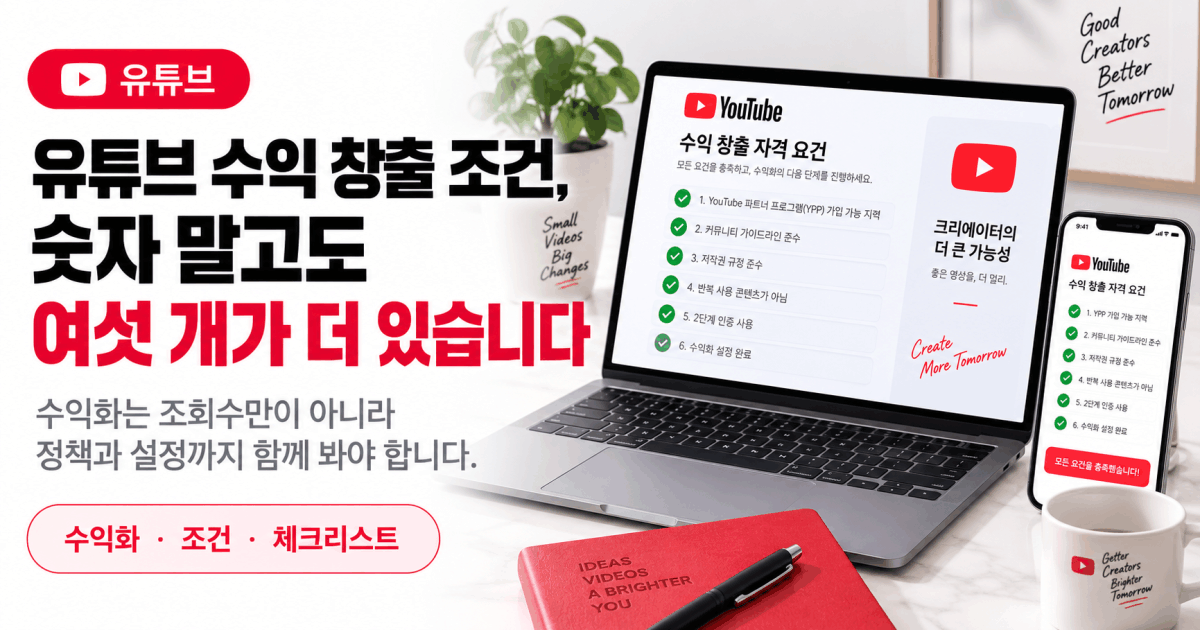 유튜브 수익 창출 조건, 숫자 말고도 여섯 개가 더 있습니다